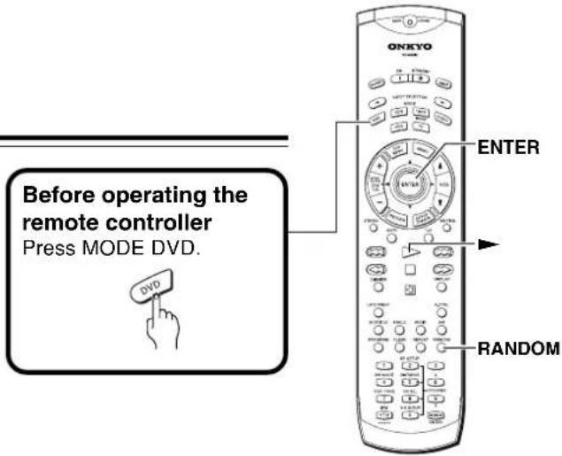 Before operating the remote controller Press MODE DVD. DVD ENTER RANDOM