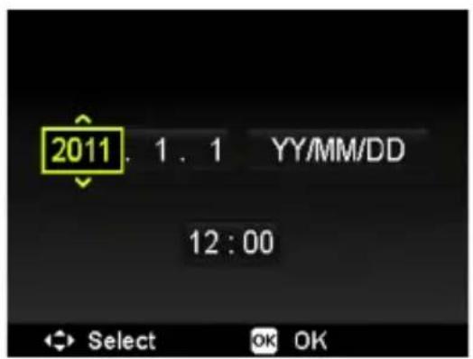 2011. 1. 1 YY/MM/DD 12:00 Select OK OK