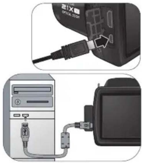 Diagram showing connection between a 21X network device and a desktop computer via USB cable, with Chinese labels.