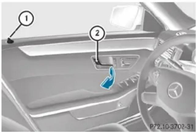 Mercedes-Benz E-Class Sedan (2011) - Unlocking and opening doors from the inside - 1