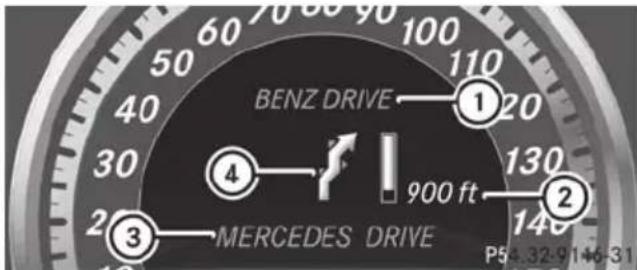 Mercedes-Benz E-Class Sedan (2011) - Change of direction announced without a lane recommendation - 1