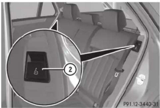 Mercedes-Benz E-Class Sedan (2011) - Folding the rear seat backrest forward - 2