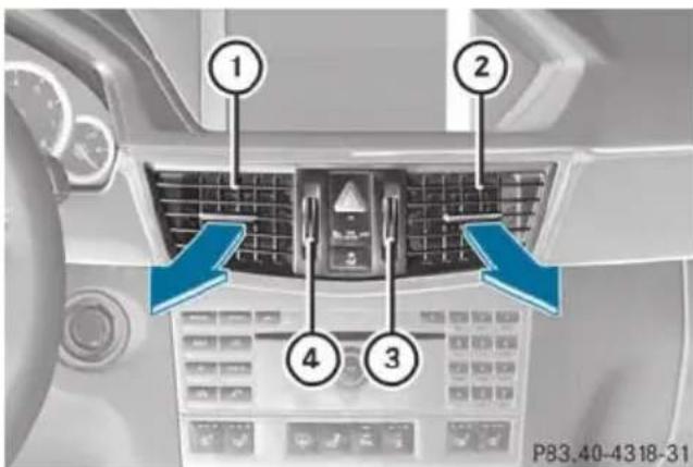 Mercedes-Benz E-Class Sedan (2011) - Setting the center air vents - 1