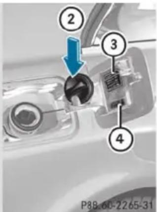 Mercedes-Benz E-Class Sedan (2011) - Fuel filler flap - 2