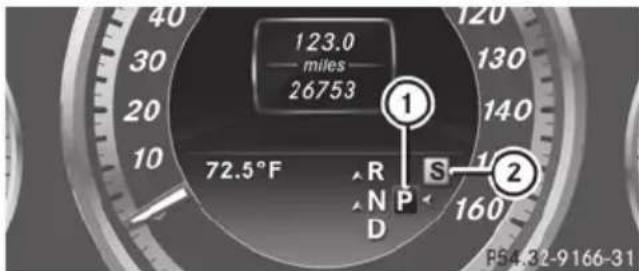 Mercedes-Benz E-Class Sedan (2011) - Transmission position and drive program display - 1
