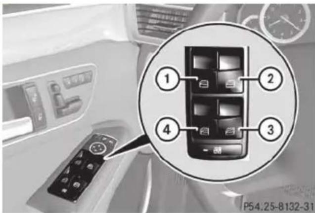 Mercedes-Benz E-Class Sedan (2011) - Opening and closing the side windows - 1