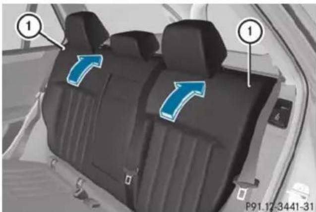 Mercedes-Benz E-Class Sedan (2011) - Folding the rear seat backrest back - 1