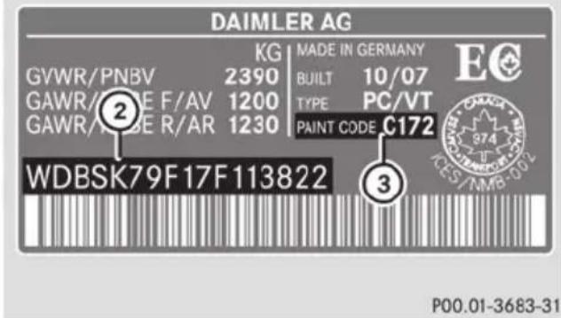 Mercedes-Benz E-Class Sedan (2011) - Identification plates - 3