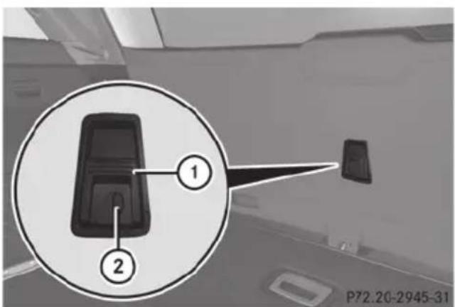 Mercedes-Benz E-Class Sedan (2011) - Opening the tailgate from inside the vehicle (Wagon with a folding bench seat) - 1