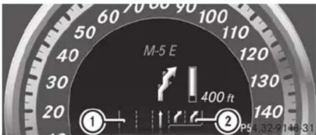 Mercedes-Benz E-Class Sedan (2011) - Change of direction announced with a lane recommendation - 2