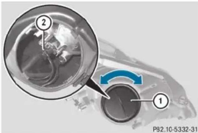 Mercedes-Benz E-Class Sedan (2011) - High-beam headlamps (halogen headlamps)/cornering lamps (Bi-Xenon headlamps) - 1
