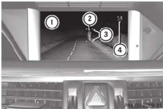 Mercedes-Benz E-Class Sedan (2011) - Switching on Night View Assist Plus - 2