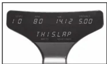 LEVEL 10 RPM TIME OBTANCE 8.0 14.12 5.00 THIS LAP WATTS HEART RATES