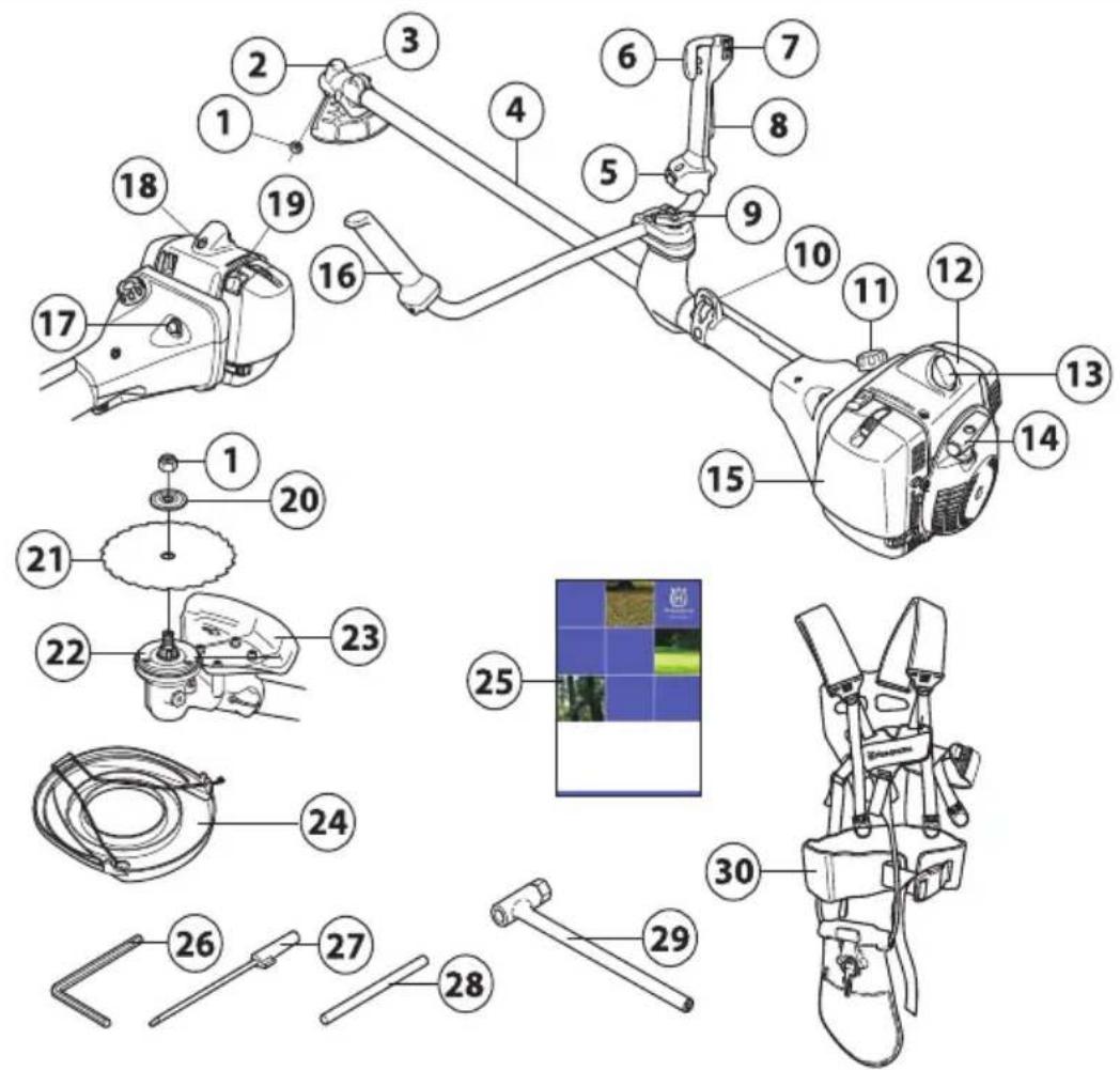 Technical diagram of a mechanical device with numbered parts and a close-up inset showing component details.