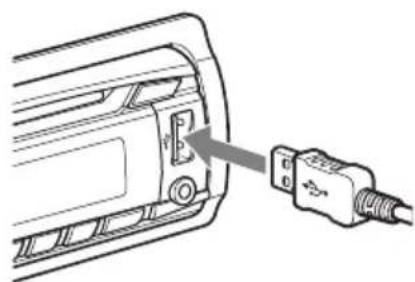 Diagram showing a cable connector inserted into a vehicle's door panel (no text or symbols present)