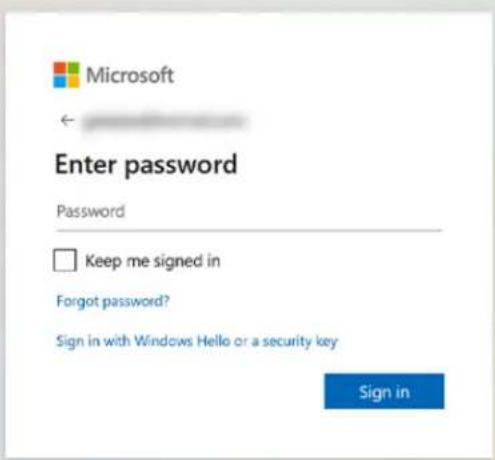 Microsoft Enter password Password Keep me signed in Forgot password? Sign in with Windows Hello or a security key Sign in