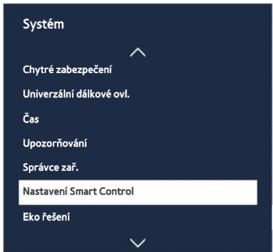 Systém Chytré zabezpečení Univerzální dálkové ovl. Čas Upozorňování Správce zař. Nastavení Smart Control Eko řešení