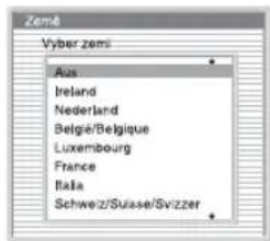 Zemé Vyber zemi Aus Ireland Nederland Belgée/Belgique Luxembourg France Italia Schweiz/Suisse/Svizzier