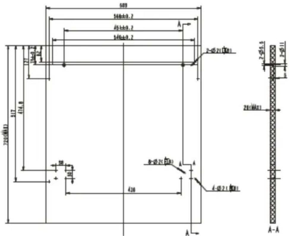 509 546±0.2 45±0.2 546±0.2 127 136±0.2 12 817 474.0 720(###) 58 30 430 A B-Ø21(###) A A A-Ø21(###) 2-Ø21(###) 2-Ø5.5 3-Ø11 24(###) A-A