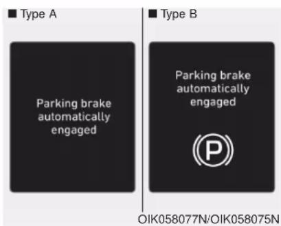 Type A Parking brake automatically engaged Type B Parking brake automatically engaged OIK058077N/OIK058075N