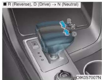 ■ R (Reverse), D (Drive) → N (Neutral) R N D OIK057007N