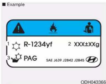 Example R-1234yf 2 XXX±XXg PAG SAE J639 J2842 J2845 ODH043366