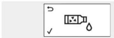 Diagram showing a droplet with liquid and arrow symbols, likely indicating a process or control symbol.