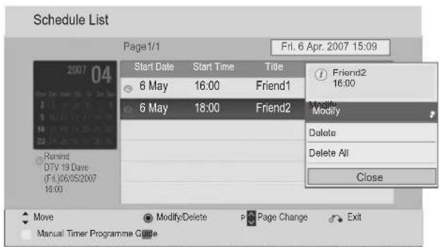LG 50PK750N - BUTTON FUNCTION IN SCHEDULE LIST MODE - 8