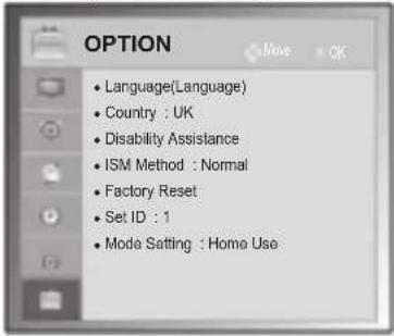 LG 50PA550T - OPTION settings - 1