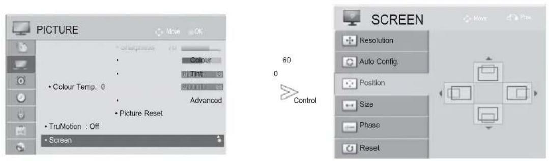 LG 42LX6900 - Adjustment for screen Position, Size, Phase - 1