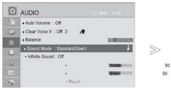 LG 42LX6900 - SOUND SETTING ADJUSTMENT -USER MODE - 1