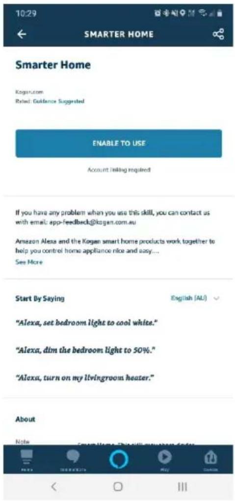 Kogan SmarterHome - Adding "SmarterHome" to the Alexa app - 4