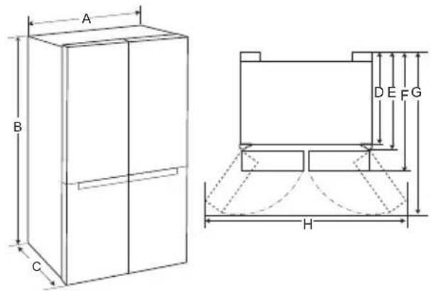 LG GSL760SWXV - Dimensions and Clearances - 1