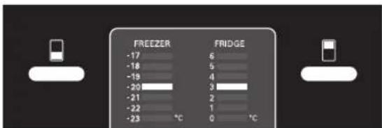 FREEZER -17 -18 -19 -20 -21 -22 -23 °C 6 5 4 3 2 1 0 °C FRIDGE