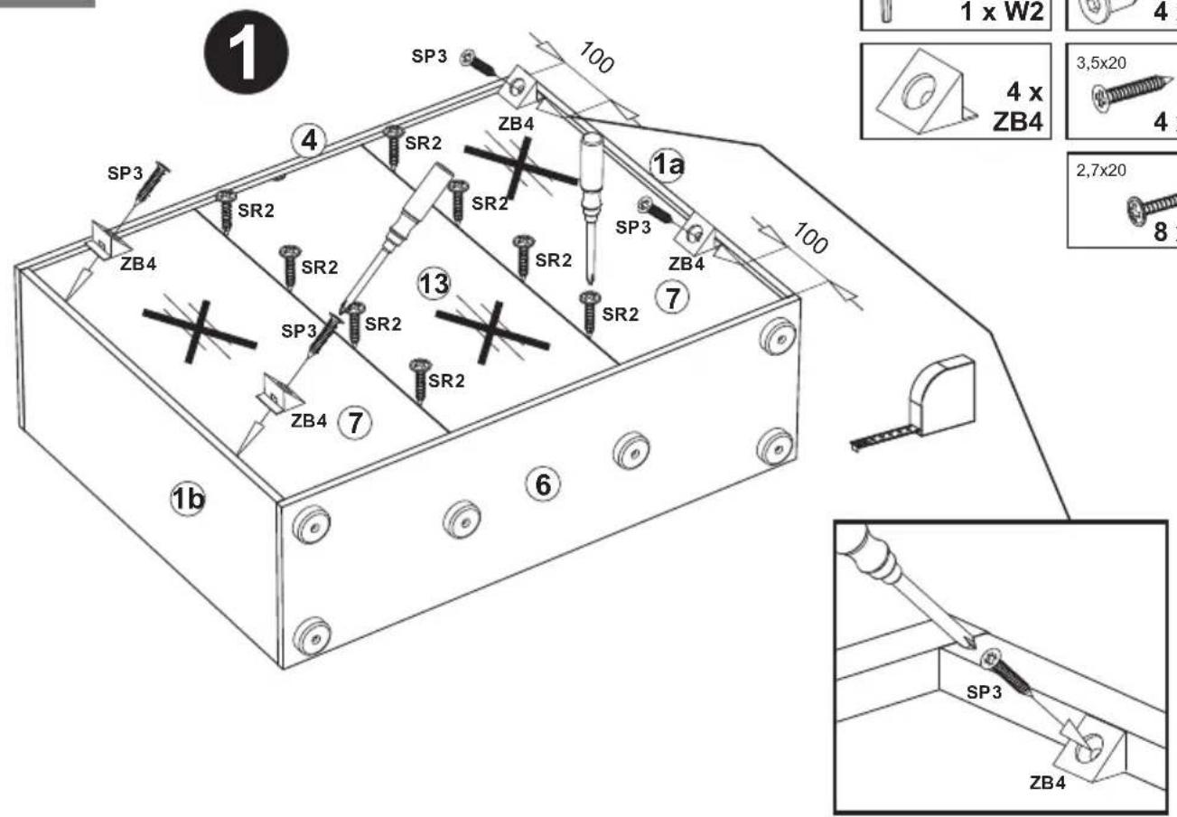 1 SP3 100 4 SR2 ZB4 1a SP3 ZB4 100 4 x ZB4 2,7x20 8 SP3 SR2 SR2 SR2 SP3 ZB4 13 1b ZB4 7 6 SP3 ZB4