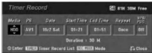 LG LH-RH7505SA - Press TIMER REC. - 1