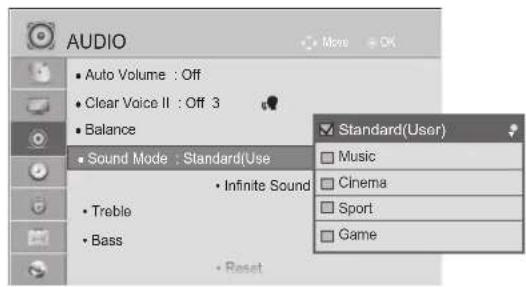LG 55LX950N - SOUND SETTING ADJUSTMENT -USER MODE - 2