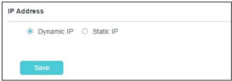 IP Address Dynamic IP Static IP Save