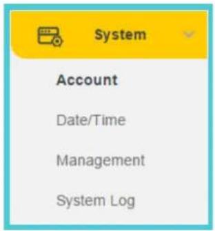 System Account Date/Time Management System Log