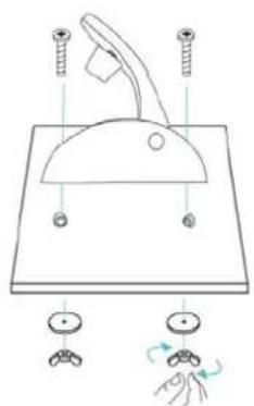 Diagram showing a bathroom sink with screw fixtures and a hand holding a tool, illustrating the use of a rotary switch mechanism.
