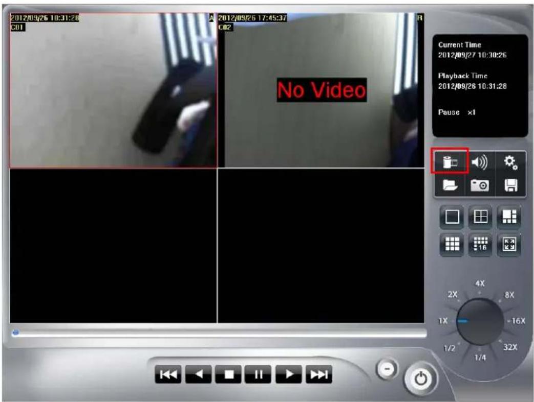 2012/09/26 10:31:26 C01 A 2012/09/26 17:45:37 C02 No Video Current Time 2012/09/27 10:30:26 Playback Time 2012/09/26 10:31:26 Pause x1 1X 1/2 1/4 32X 1X -16X 4X 8X 2X 4X 1X 1/2 1/4