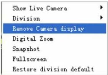 Show Live Camera Division Remove Camera display Digital Zoom Snapshot Fullscreen Restore division default