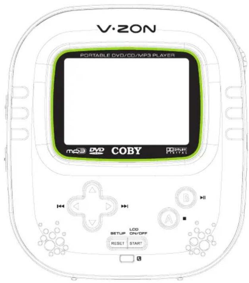 V·ZON PORTABLE DVD/CD/MP3 PLAYER m3 DVD COBY DO DRLET DIGITAL LCO SETUP ON/OFF RESET START A B
