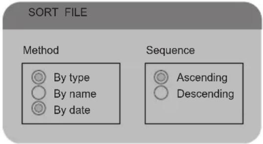 SORT FILE Method By type By name By date Sequence Ascending Descending