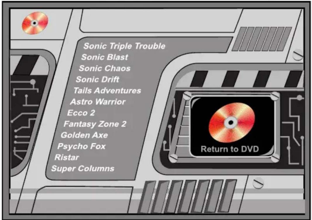 Sonic Triple Trouble Sonic Blast Sonic Chaos Sonic Drift Tails Adventures Astro Warrior Ecco 2 Fantasy Zone 2 Golden Axe Psycho Fox Ristar Super Columns Return to DVD