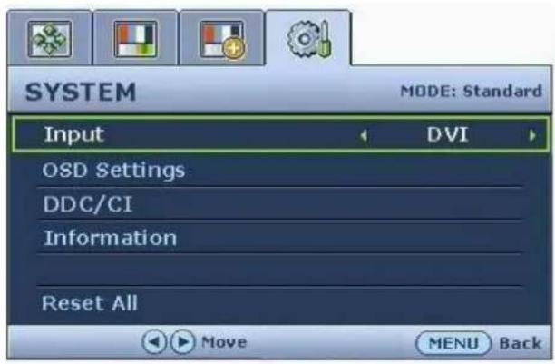 BENQ G2400W - System menu - 1