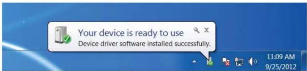 Your device is ready to use Device driver software installed successfully.