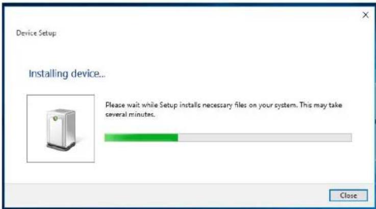 Device Setup Installing device... Please wait while Setup installs necessary files on your system. This may take several minutes. Close