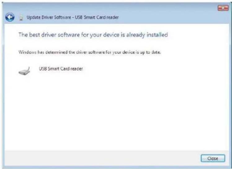 Update Driver Software - USB Smart Card reader The best driver software for your device is already installed Windows has determined the driver software for your device is up to date. USB Smart Card reader Close