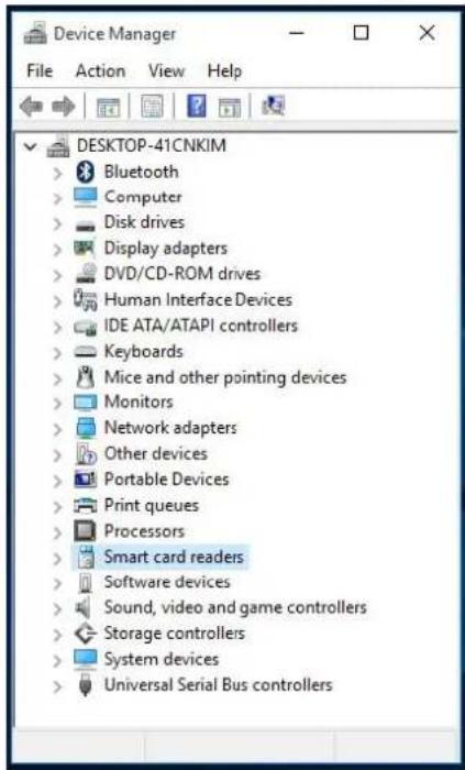 Device Manager File Action View Help DESKTOP-41CNKIM Bluetooth Computer Disk drives Display adapters DVD/CD-ROM drives Human Interface Devices IDE ATA/ATAPI controllers Keyboards Mice and other pointing devices Monitors Network adapters Other devices Portable Devices Print queues Processors Smart card readers Software devices Sound, video and game controllers Storage controllers System devices Universal Serial Bus controllers